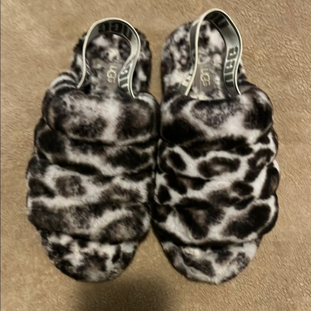 UGG Black and White Cozy Slippers